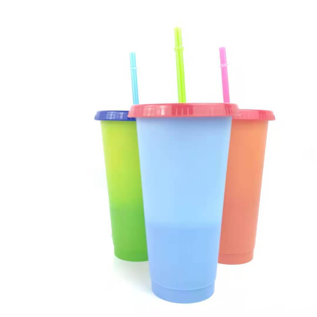 16oz plastic juice coffee tumbler Color changing plastic sippy cups.cups  tumblers，insulated plastic tumblers