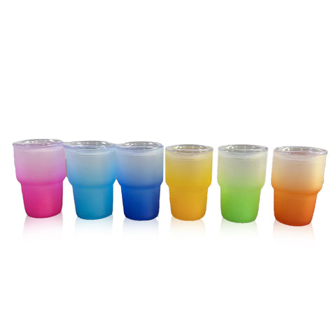 2-ounce Box (60 Pieces) Sublimated Glass Mini Car Cup Colored  Cup with Straw