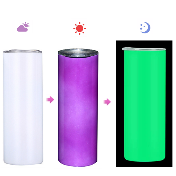 20oz uv sublimation tumblers Glowing Color Skinny Straight
