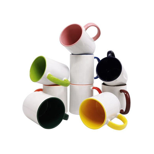 11 oz White Ceramic Sublimation Coffee Mug with MIX Colors Inside