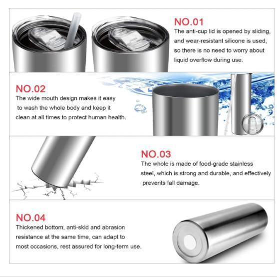 20oz  Case (30Units) Straight Skinny Tumblers  (Silver / Sublimation Silver)