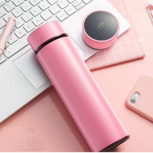 Smart Pink Water Bottle With Temperature Display