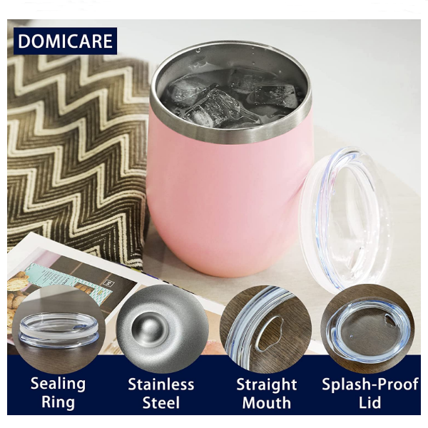 DOMICARE Stainless Steel Wine Tumbler Bulk with Lid