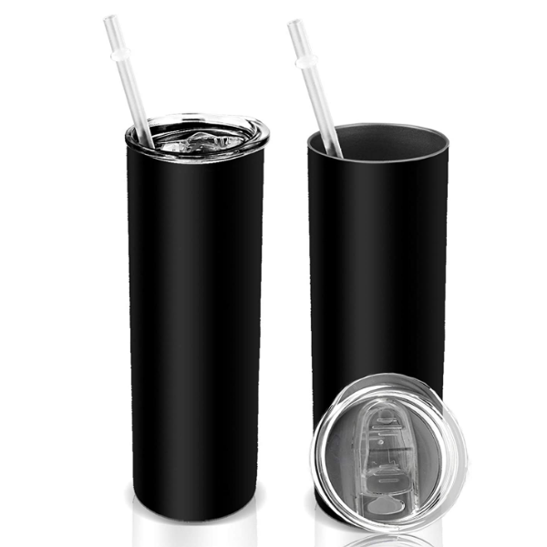 ArtMinds 19-Ounce Black Stainless Steel Tumbler with Straw