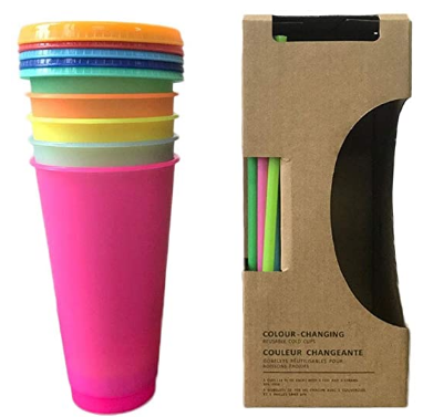 16oz plastic juice coffee tumbler Color changing plastic sippy cups.cups  tumblers，insulated plastic tumblers