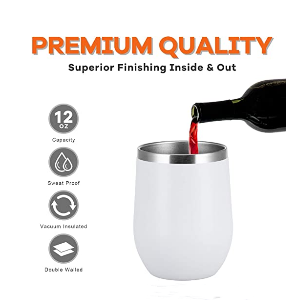 48pcs Wine tumbler stemless glasses stainless steel cup insulation