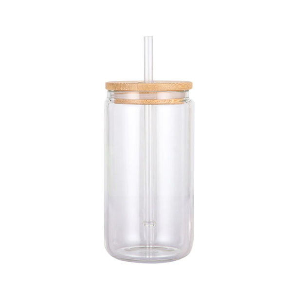 Glass Cup with Glass Straw & Bamboo Lid